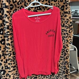 American Eagle Outfitters Red Long Sleeve Tee